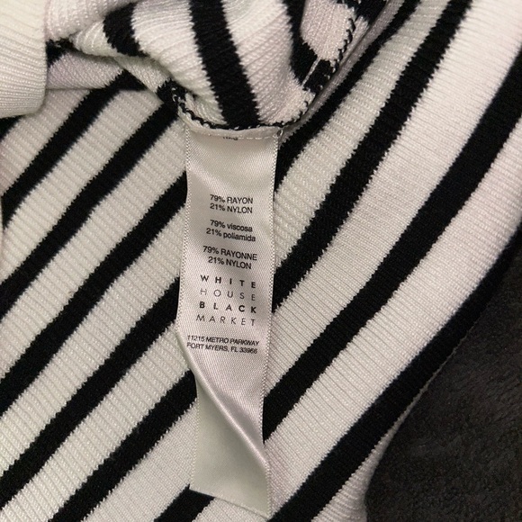White House Black Market Size M Black & White Striped Long Sleeve Sweater Shirt - Picture 7 of 9